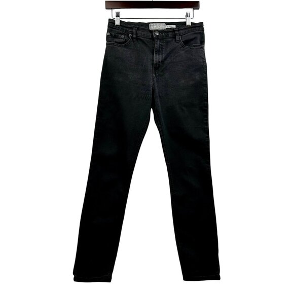 Vintage FREE PEOPLE Womens Hi-Rise Black Skinny Jeans - Made in USA - Size 28‎ - Picture 1 of 4